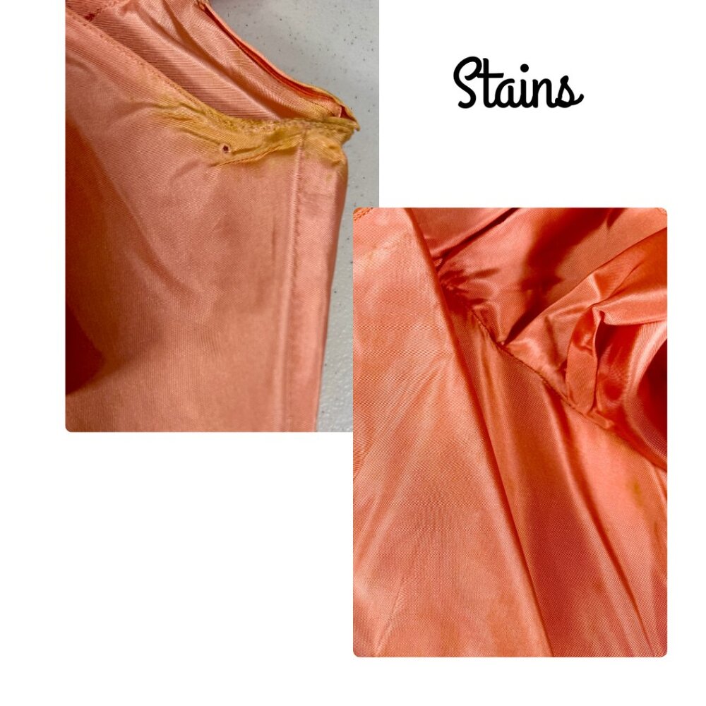 Vintage 1930s Wounded Bird Peach Ruffled Off Shoulder Gown Size S - Picture 7 of 8